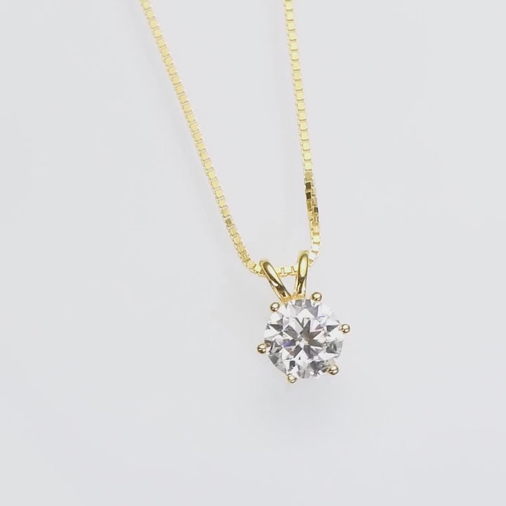 Xujia 1 pezzo collana pendente in argento 925 con moissanite taglio rotondo da 8mm (2ct), ciondolo con montatura a sei griffes, gioiello di moda classica, adatto come regalo per gli innamorati, certificato gra