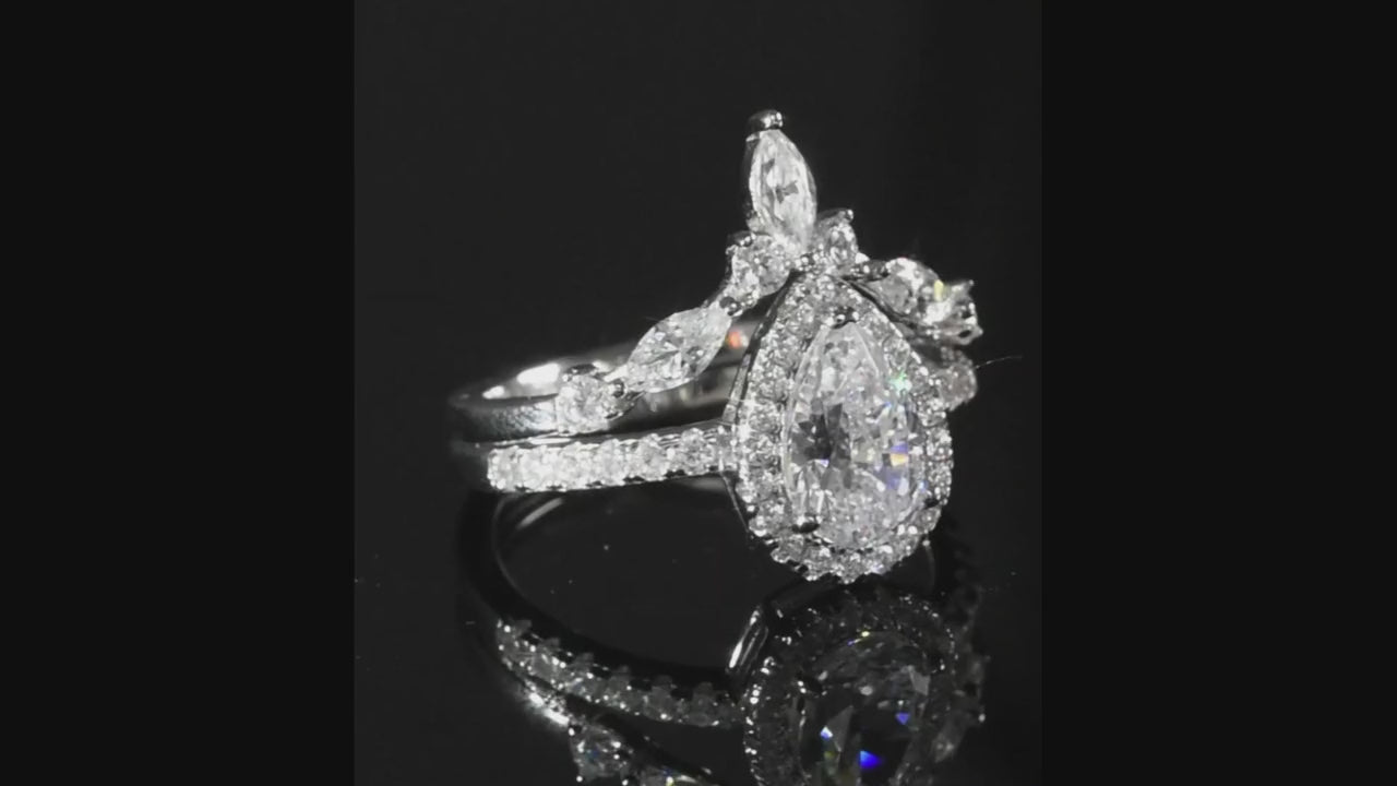Esberry 2 pezzi/set anello di fidanzamento con moissanite scintillante in argento sterling 925, anello nuziale, anello a impilamento, anello della promessa, anello eternity, regalo di lusso per san valentino per donne