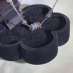 Newsoul 1 pezzocollana semplice trasferimento arcobaleno scintillante in zircone di argento sterling 925 per donne. regalo di anniversario stupendo per la fidanzata
