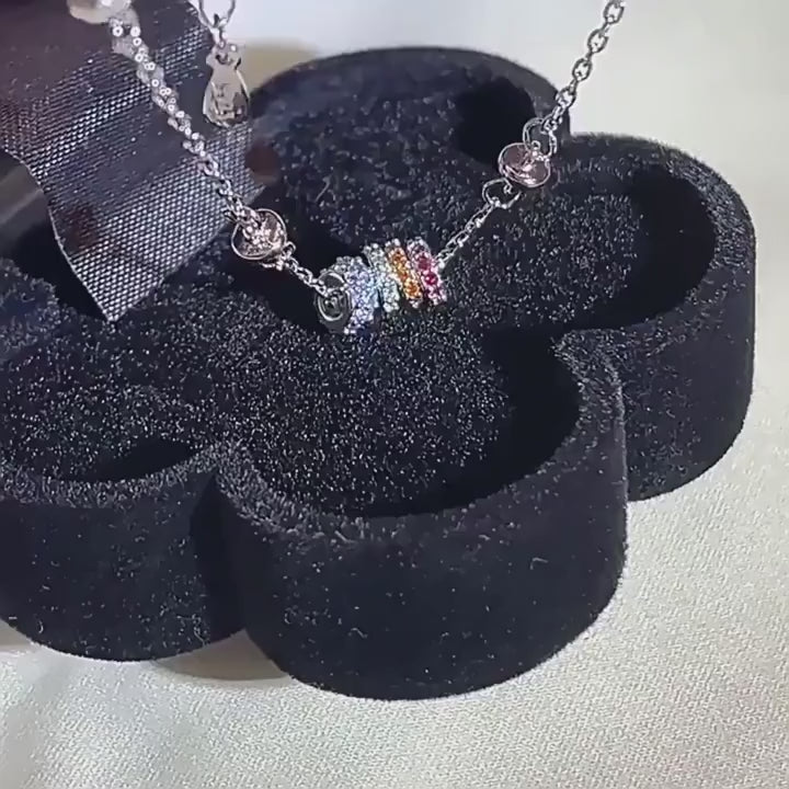 Newsoul 1 pezzocollana semplice trasferimento arcobaleno scintillante in zircone di argento sterling 925 per donne. regalo di anniversario stupendo per la fidanzata