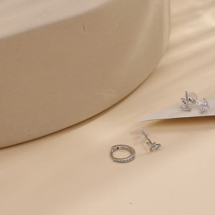 3 pezzi orecchini per piercing dell'orecchio a elica in stile minimalista, a forma di marquise, in argento sterling 925 con piccoli zirconi cubici, gioielli per l'orecchio delicati, regali per ragazze e adolescenti per l'uso quotidiano, il matrimonio e