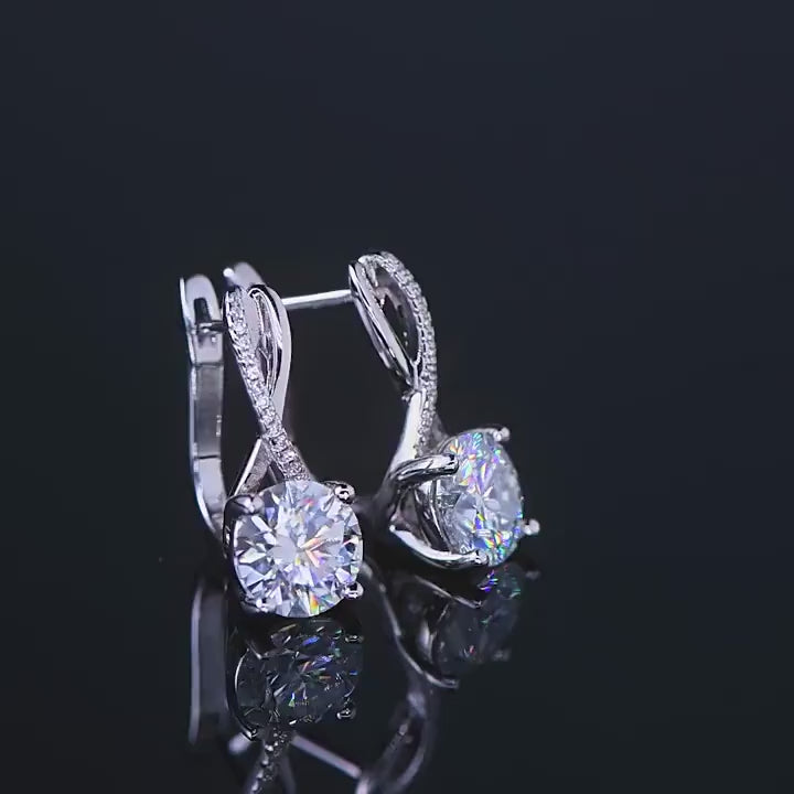 1 pezzo orecchini doppi a cerchio in argento sterling 925 con diamanti moissanite a forma di u, adatti per l'uso quotidiano delle donne, regali per compleanni, natale, san valentino
