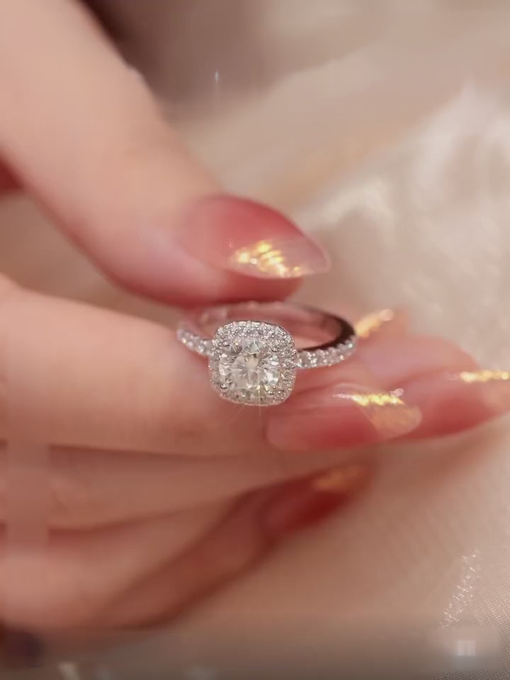 Anello eterno anello di fidanzamento in argento sterling s925 con una pietra moissanite rhinestone anello di promessa anello di anniversario gioielli di lusso anelli di rhinestone regali di gioielleria per le donne gioielleria nuziale anello di