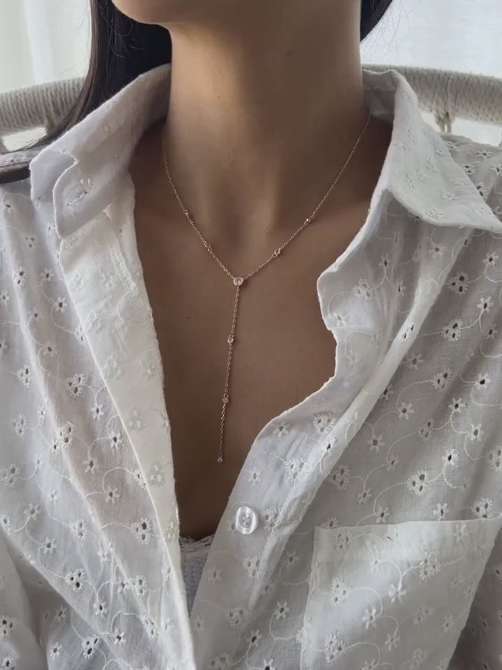 Forever queen 1 pezzo collana a laccio lariat in argento sterling 925, collana a goccia lariat solitario y, collana lariat in oro con legatura a cravatta, collana a laccio y in argento sterling con zirconi cubici