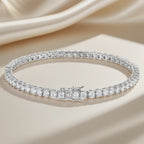 Braccialetto tennis in argento sterling 925 con zirconi cubici completamente incastonati, minimalista di lusso, elegante regalo per donne, fidanzamento, anniversario, uso quotidiano