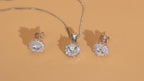 1 set di gioielli eleganti per donna, composto da collana con ciondolo a forma di fiore e orecchini, in argento sterling 925 con zirconi cubici grado 5a, adatti per fidanzamento, matrimonio e feste di san valentino