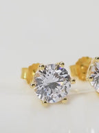 Orecchini a perno di moissanite da 0,6-2ct, orecchini placcati in platino-oro giallo in argento sterling s925, impostazione classica a 4 punti/6 punti, orecchini di lusso squisiti per uomo e donna adatti ad un impegno o gioielli per una festa