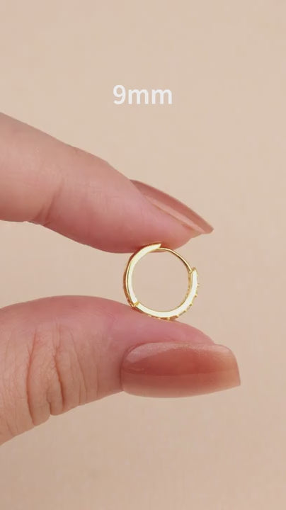 Elerunis 1 coppia di orecchini a cerchio in argento sterling 925 con zirconi cubici da 5mm a 9mm, placcati in oro 18k, ipoallergenici, adatti per il cartilagine, gioielli per l''uso quotidiano delle donne