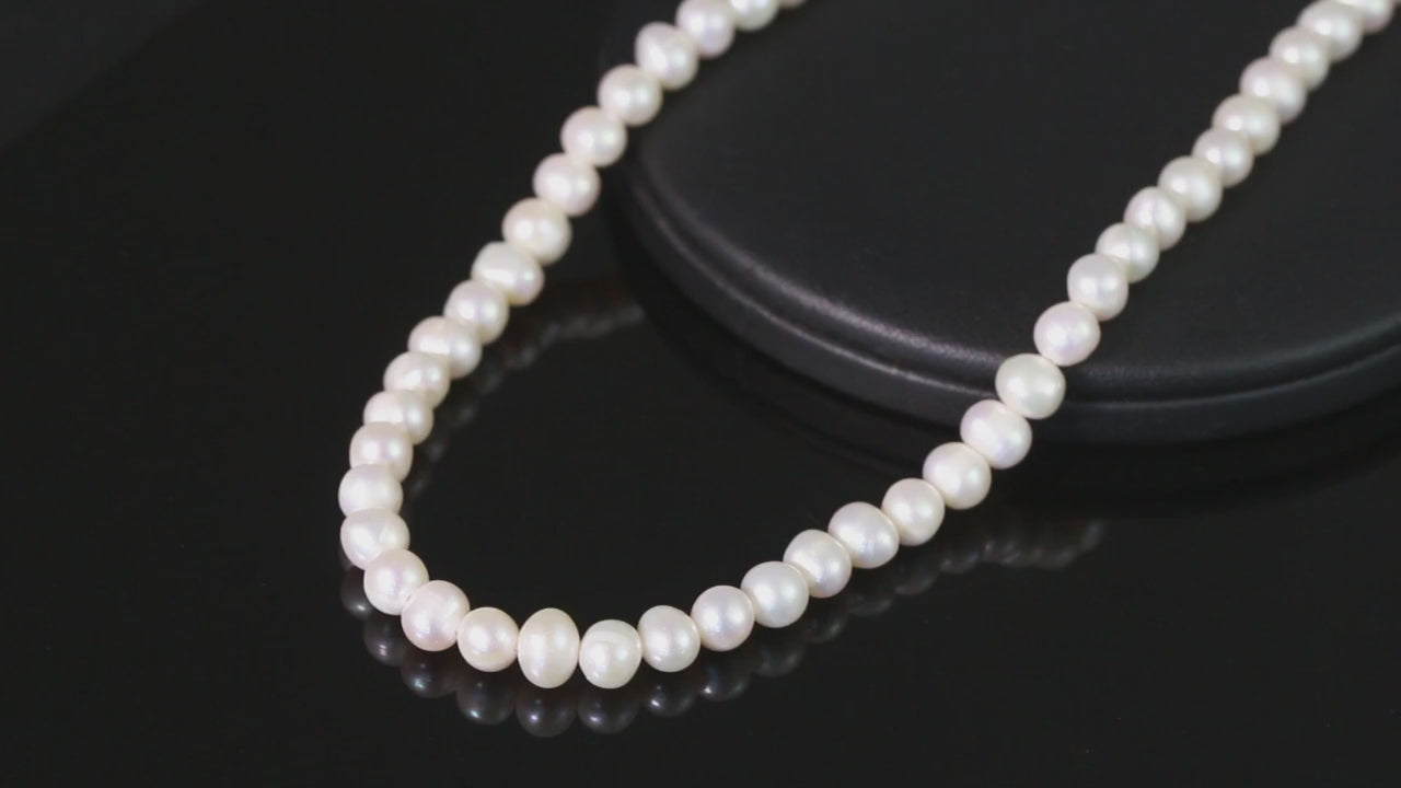Orsa jewels collana in argento sterling 925 con perle di acqua dolce bianche finte, forma rotonda da 5-7 mm, lunghezza 16+2 pollici, catena di perle fatta a mano, collana girocollo reale con perle adatta per donne, regolabile, perfetta per mamma, amica,