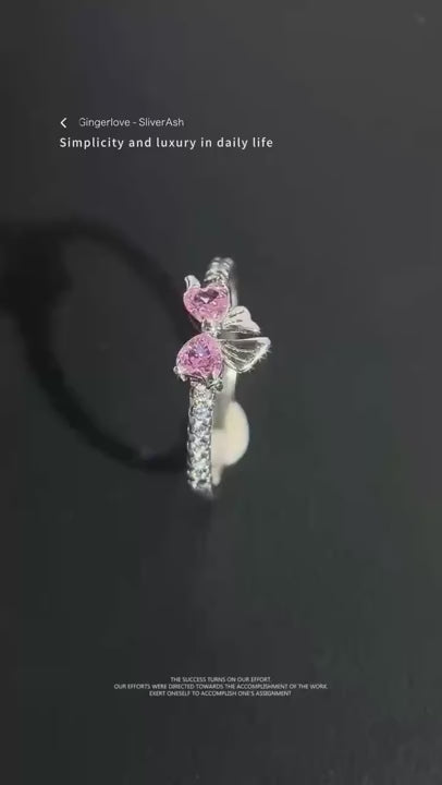 Nuovo anello in argento 925 con zirconia brillante a fiocco rosa, anello originale s925 per dita, anello da matrimonio fai-da-te, regalo di gioielleria fine per donne