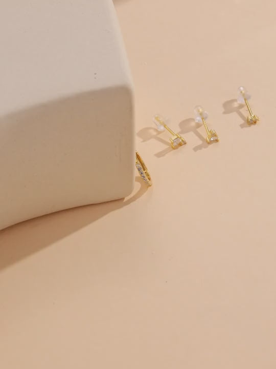 4 pezzi orecchini a perno in stile dolce in argento sterling 925 asimmetrici, adatti per spose e matrimoni