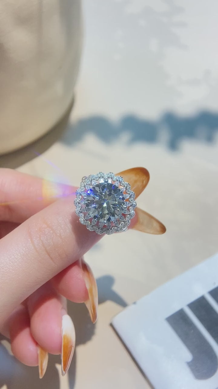 1 pezzo anello di fidanzamento e matrimonio in moissanite da 5 ct in argento sterling s925, anello stellato completo romantico e lussuoso da eternita, anello splendido da anniversario, gioiello di lusso e regalo da donna con pietra strass
