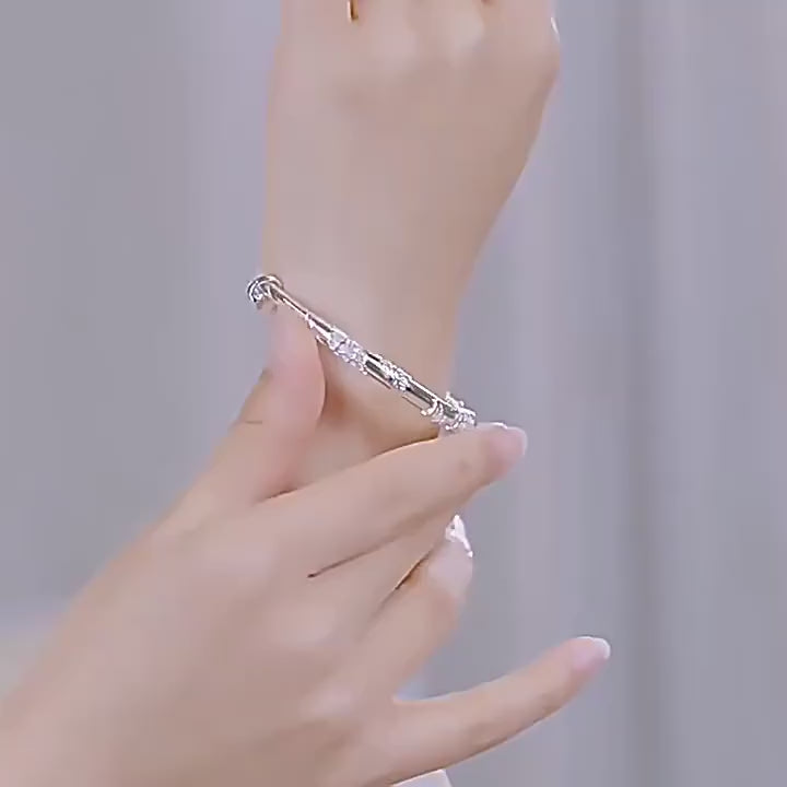 1 pezzo braccialetto a fascia regolabile con motivo floreale in argento 925, ipoallergenico, design elegante, adatto come regalo per san valentino o la festa della mamma, confezione regalo, anti-ossidante