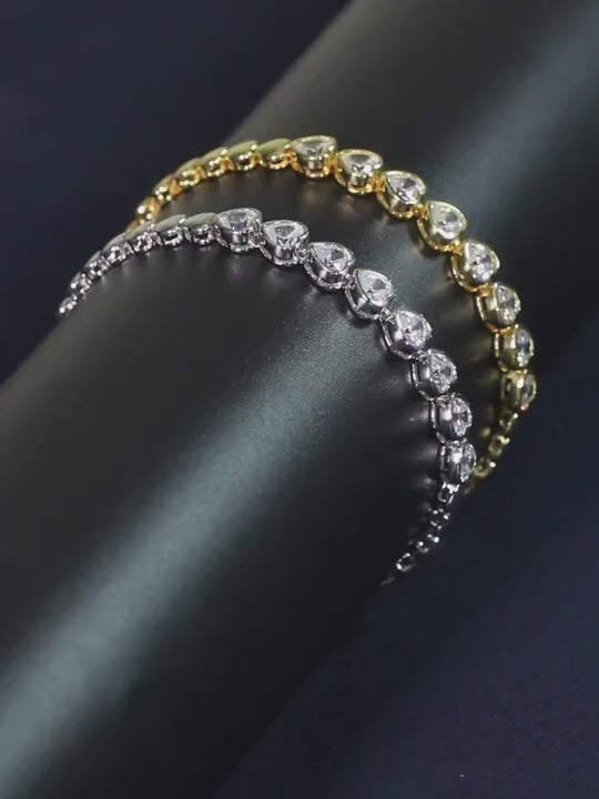 1 pezzo braccialetto a catena tennis in argento sterling 925 romantico con ornamento a cuore zircone aaaa scintillante, gioiello alla moda adatto per donna e uomo, ideale per matrimonio, festa, appuntamento, regalo di san valentino