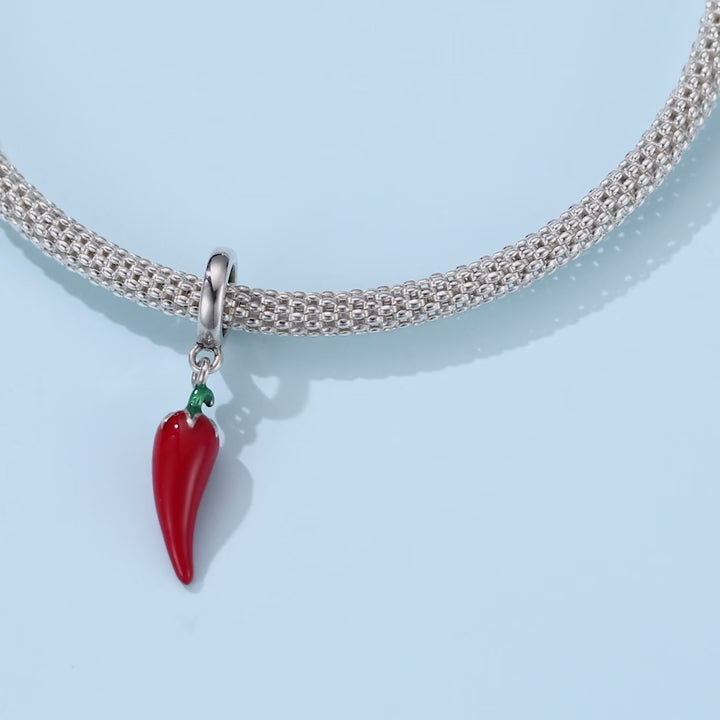 Wostu 1pz 925 sterling silver charms petite peperoncini perline ciondolo rosso fit bracciale originale collana per gioielli da donna