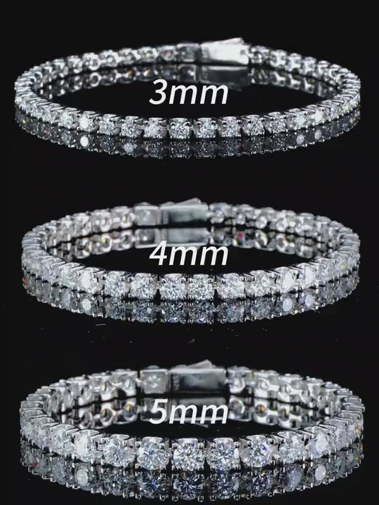 Braccialetto da tennis in moissanite 100% di nuovissimo stile, da 2 mm a 5 mm, colore d, in argento sterling 925 placcato in oro bianco, testato per i diamanti, con certificato gra, regalo per donne.
