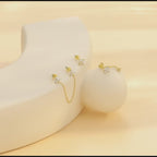6 pezzi orecchini pendenti in argento sterling 925 con tre fiori, placcati in oro 18 carati, adatti per feste, regali per la mamma, gioielleria fine