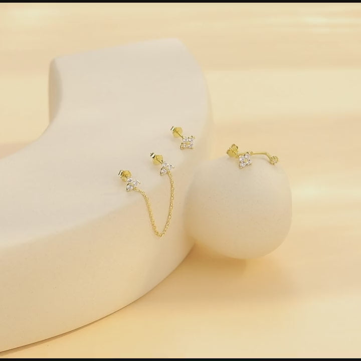 6 pezzi orecchini pendenti in argento sterling 925 con tre fiori, placcati in oro 18 carati, adatti per feste, regali per la mamma, gioielleria fine