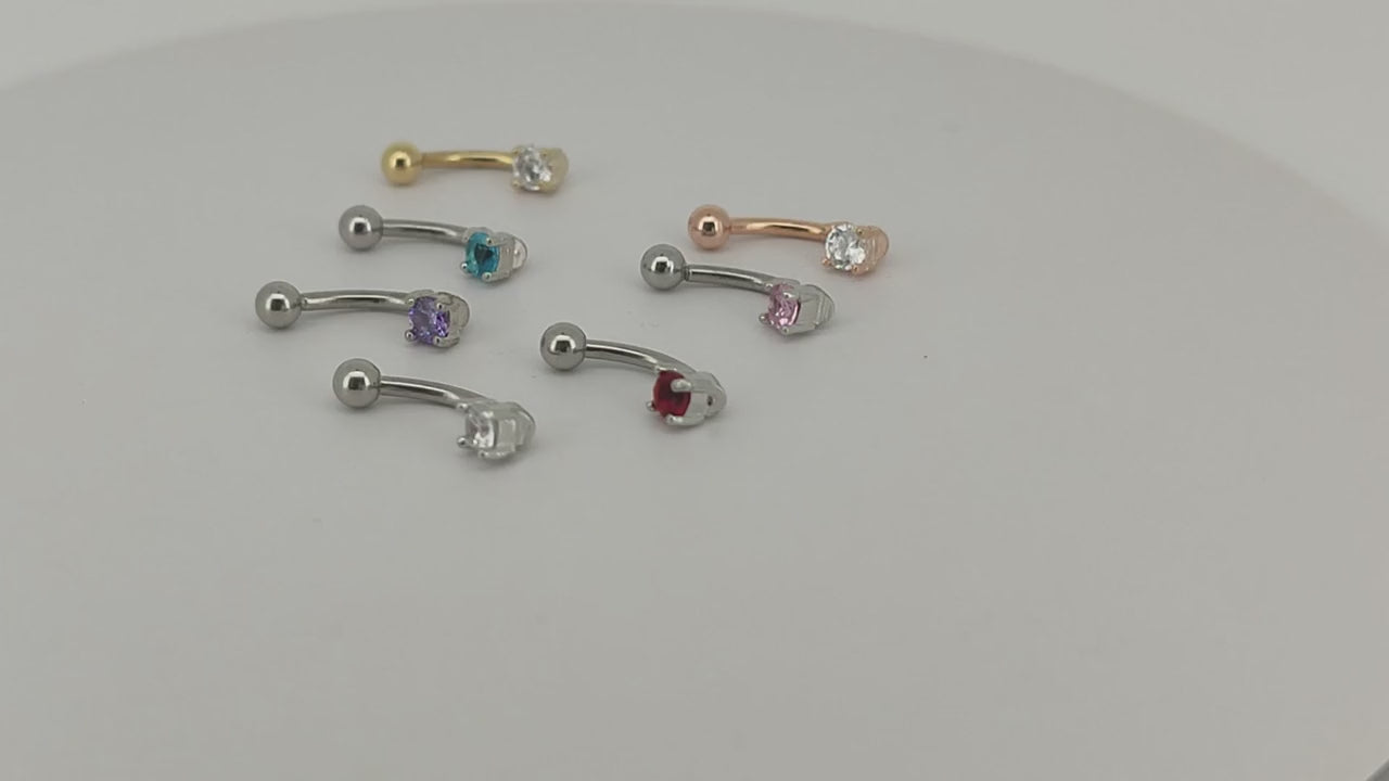 1 pezzo di piercing ad anello per sopracciglia in acciaio inossidabile 316 con cubic zirconia tondo lucido da 3 mm, popolare gioiello da corpo regalo per donne e uomini