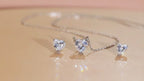 Set di collana con ciondolo a forma di cuore e orecchini in argento sterling 925 con zirconi cubici bianchi lucenti, regalo di gioielli per matrimonio, festa o san valentino per le donne