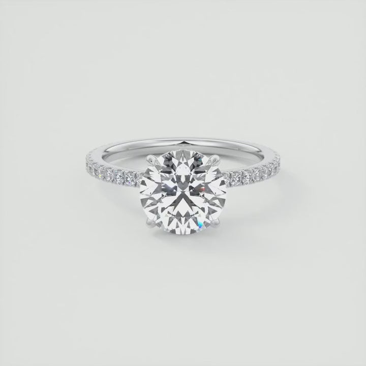 Xujia 1 pezzo anello di fidanzamento da donna con moissanite taglio rotondo da 2ct, in argento sterling 925, anello classico da anniversario di matrimonio, moissanite da 8mm con zirconia cubica nascosta, regali di gioielleria per lei con certificato gra
