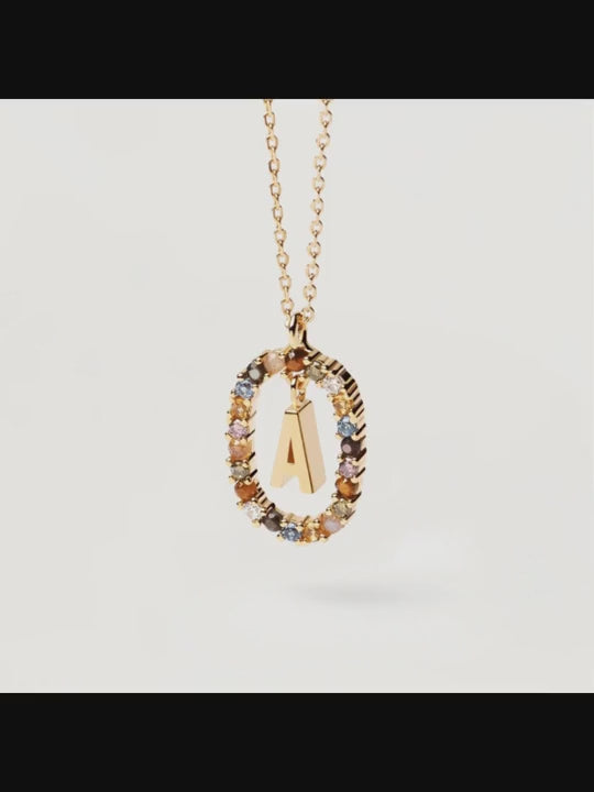 1 pezzo collana con pendente in argento sterling 925 con lettera in zirconia cubica colorata, elegante e classica, adatta per studenti e ragazze come regalo di compleanno o per uso quotidiano, con collana a 26 lettere in confezione regalo di lusso