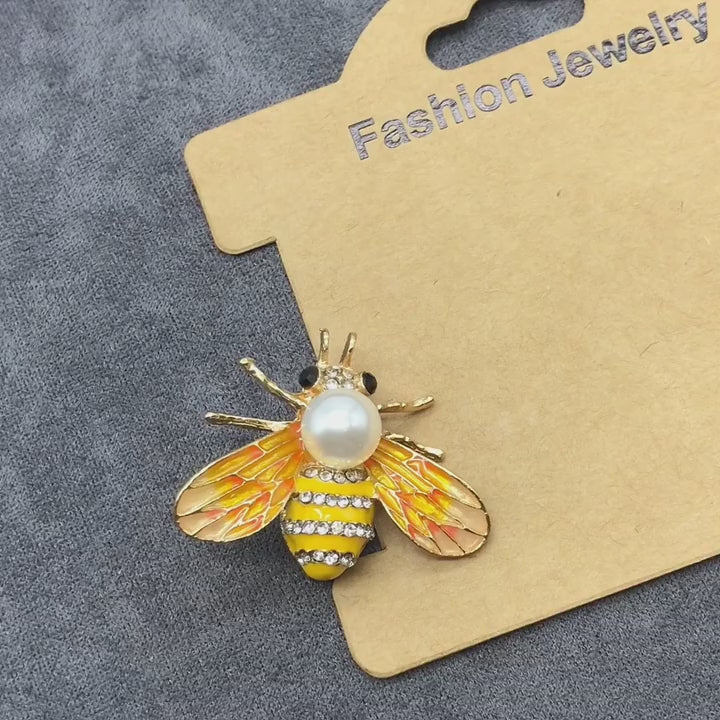 Carino spilla ape in strass, accessori per feste delle donne, spilla a forma di insetto con perle finte corsage per cardigan abbigliamento da completo, regalo accessori
