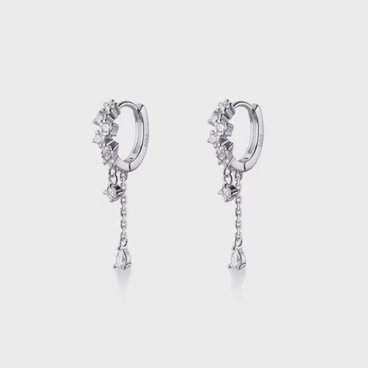 1 paio di orecchini a goccia con nappina in argento sterling s925 delicati e zirconi adatti per uso quotidiano di donne, matrimonio, fidanzamento, gioielli da sposa e vacanze