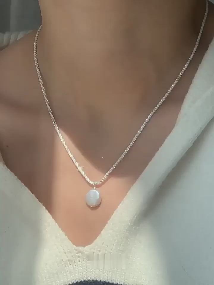 Balmora 1 pezzo di collana di perle barocche francesi di alta gamma in argento sterling s925 con effetto scintillante per donne, regalo di festa