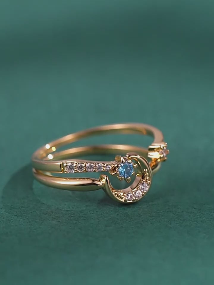 Stylever 1 pezzo anello staccabile con stelle e luna in set di gioielli da signora per donne s925 argento sterling anello di lusso retro gioielli fini regalo coppie anello di promessa per matrimoni e fidanzamenti gioielli nuziali da sposa