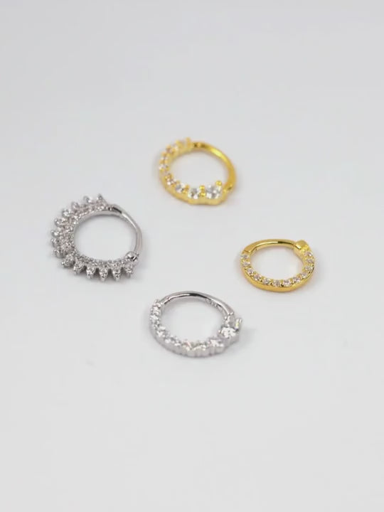 1 pezzo anello piercing per orecchio in argento sterling 925 ipo-allergenico con zirconi cubici brillanti, 18 gauge, anelli per naso/setto nasale, cerchi per trago, elice e conchiglia, in oro giallo, adatti per uomo e donna per uso quotidiano (venduto