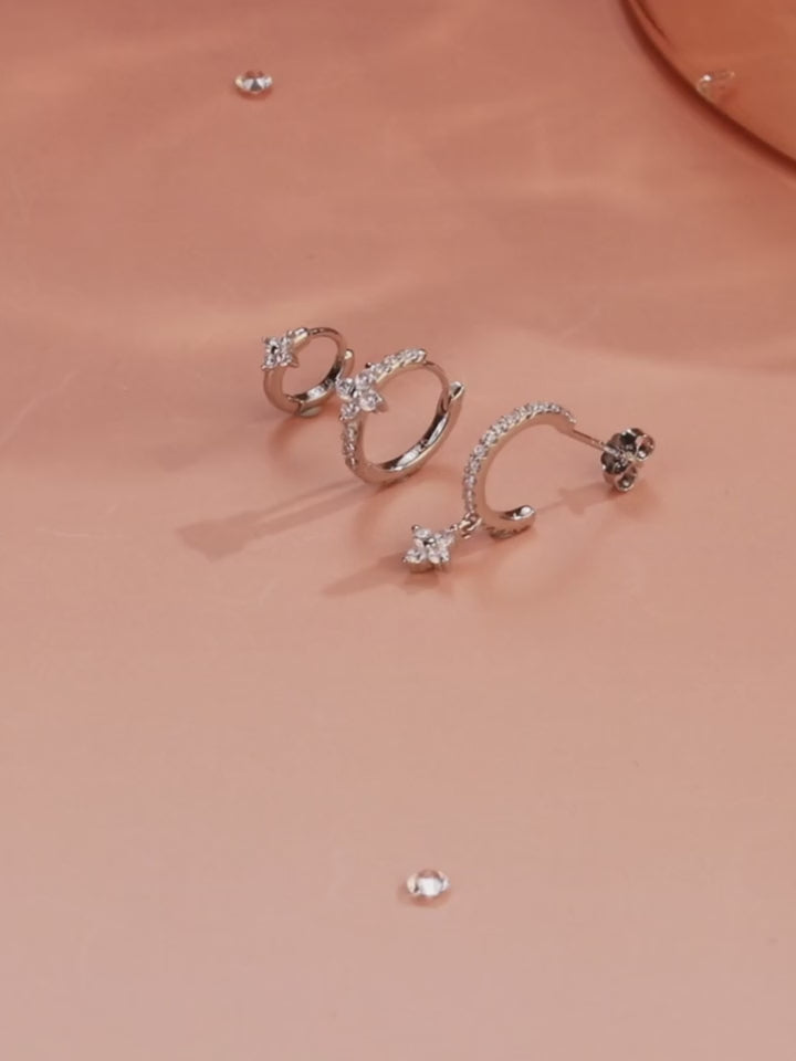 3 paia di orecchini a cerchio in argento sterling s925 creativi, classici, piccoli orecchini al cartilagine con zirconi per le donne, matrimoni, feste di fidanzamento e regali festivi