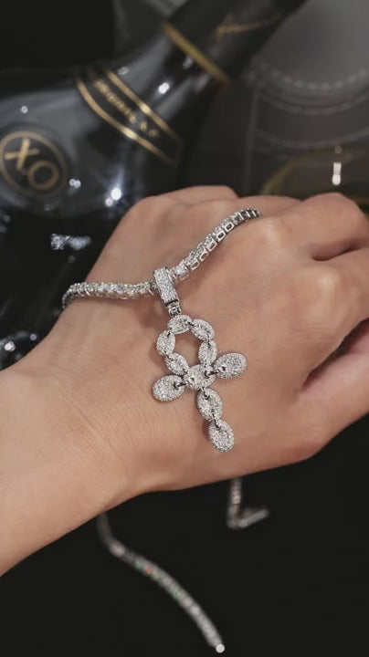 1 pezzo collana con pendente a croce in moissanite, design elegante della catena in argento sterling 925 placcato oro 18 carati, con incastonatura di moissanite scintillante, ipoallergenico e senza nichel, adatto per uso quotidiano e occasioni speciali,