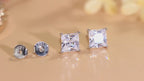 1 paio di orecchini a perno quadrati in argento sterling 925 puro con taglio a principessa e brillantini di zircone cubico 5a lucidi per donne bambine , gioielli di fidanzamento e regali accessori quotidiani