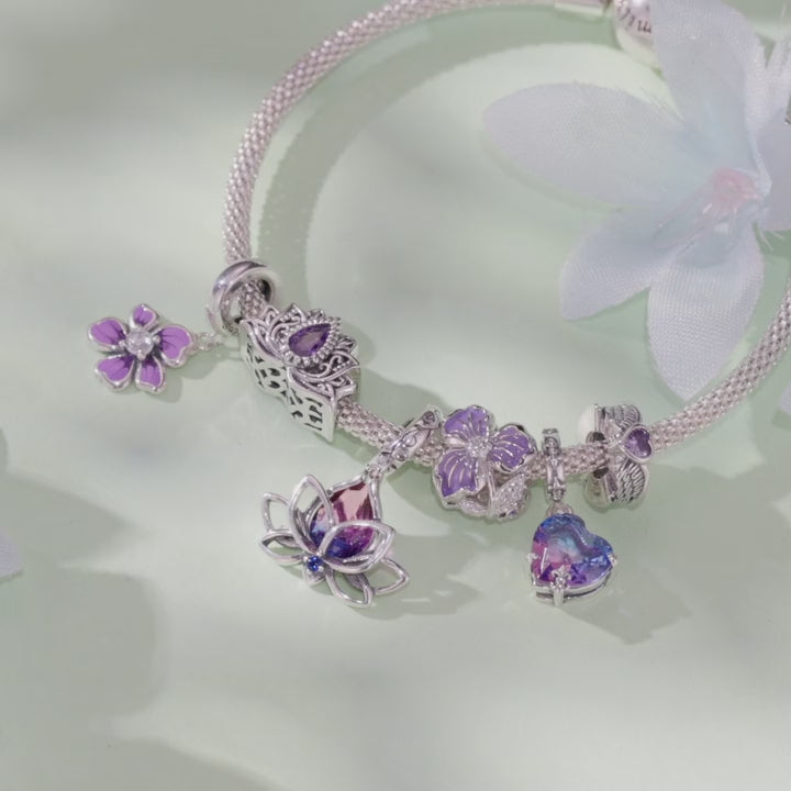 Bamoer 1 pezzo ciondolo in argento sterling 925 a forma di fiore, con charm a forma di loto e rosa, accessorio per braccialetti e collane fai-da-te, gioielleria di fine fattura, ideale per san valentino
