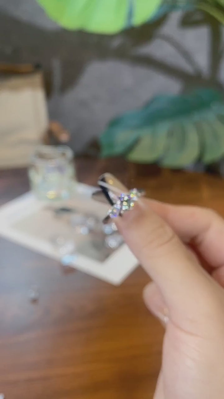 Esberry 1 pezzo anello promessa, anello a fedina di fidanzamento con wedding band in argento sterling 925 con moissanite da 1,6 carati, strass, anello eternity, triplo anello con diamanti, regalo di moda per donna