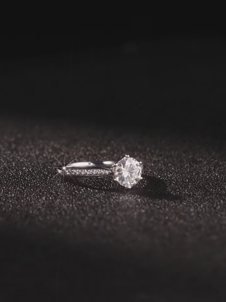 1 pezzo anello di lusso in argento sterling 925 con vero moissanite da 2ct e strass per donne, anello di fidanzamento, promessa eterna, regalo per anniversario, gioielleria da sposa