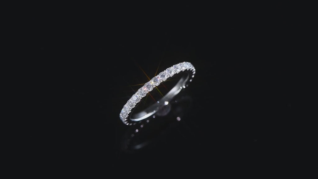 Xujia 1 pezzo anello fascia in argento sterling 925 con moissanite taglio tondo da 2mm colore d per donne, anello da fidanzamento, anello impilabile, con certificato gra da 1 pezzo da 2mm moissanite