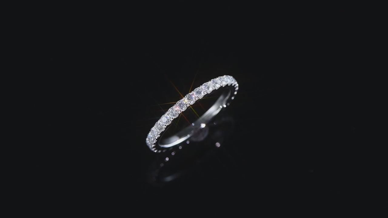 Xujia 1 pezzo anello fascia in argento sterling 925 con moissanite taglio tondo da 2mm colore d per donne, anello da fidanzamento, anello impilabile, con certificato gra da 1 pezzo da 2mm moissanite