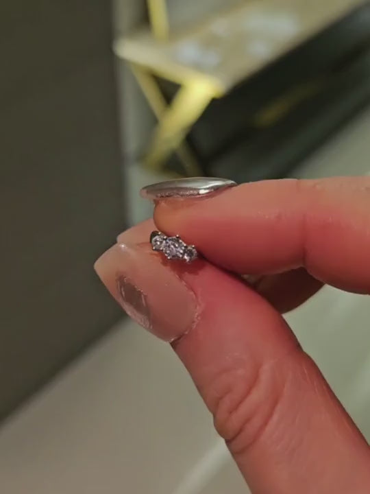1 pezzo orecchini a cerchio con diamante in argento sterling 925 a fila singola, decorazione quotidiana unisex
