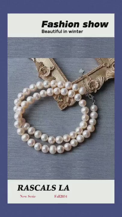 1 filo di 8-9mm naturali perle d'acqua dolce di colore rosa patatina con venature, con chiusura in argento sterling 925, lunghezza 40cm+5cm, elegante collana da donna adatta per la vita quotidiana o le feste