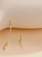 3 pezzi orecchini singoli aimetrici in argento sterling 925 con zirconia stile ins per donne, adatti per matrimoni e gioielleria da sposa