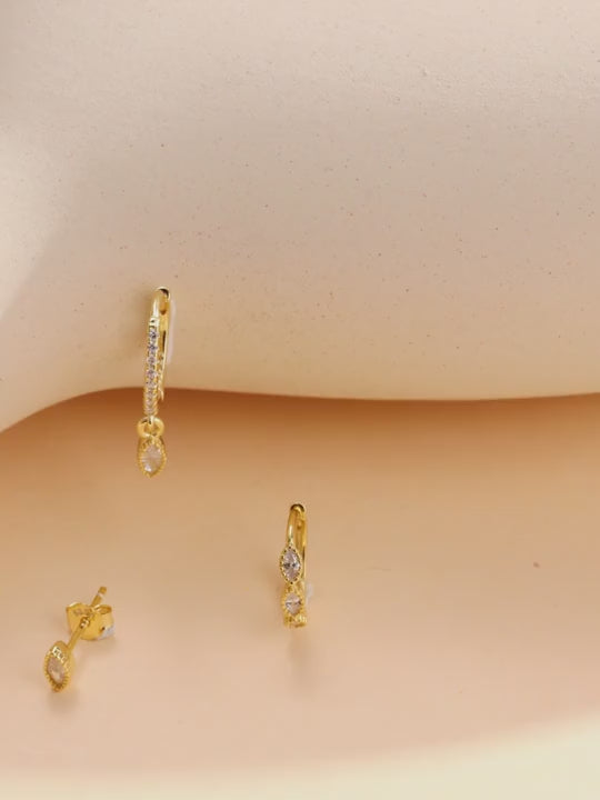 3 pezzi orecchini singoli aimetrici in argento sterling 925 con zirconia stile ins per donne, adatti per matrimoni e gioielleria da sposa