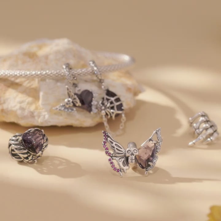Wostu 1 pezzo perline in argento sterling 925 serie ognissanti, ciondoli a forma di scheletro, farfalla e teschio per braccialetti e bracciali fai-da-te, gioielli di qualita per feste per donne