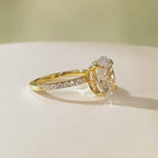 1 pezzo anello di fidanzamento in pregiata oreficeria da donna con diamante moissanite incolore di 4,5 carati a forma di ellisse, adatto per nozze e promesse