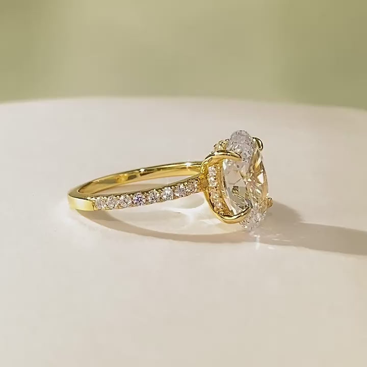 1 pezzo anello di fidanzamento in pregiata oreficeria da donna con diamante moissanite incolore di 4,5 carati a forma di ellisse, adatto per nozze e promesse