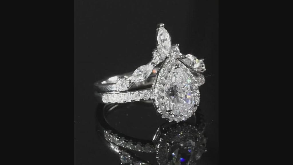 Esberry 2 pezzi/set anello di fidanzamento con moissanite in argento sterling 925 e fascia nuziale, anelli impilabili, anello della promessa, anello eterno, regalo di lusso per la festa di san valentino per le donne