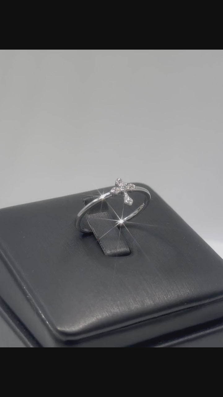 1 pezzo anello in argento s925 per donne, incastonato con diamante a forma di croce, stile: semplice, alla moda, versatile, dolce, adatto per matrimonio, feste, uso quotidiano, regalo per madre, migliori amiche, fidanzata nel giorno del suo compleanno