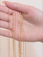 Collana in argento sterling 925 per donne, catena lunga e sottile alla moda, placcata in oro 18k per maglione