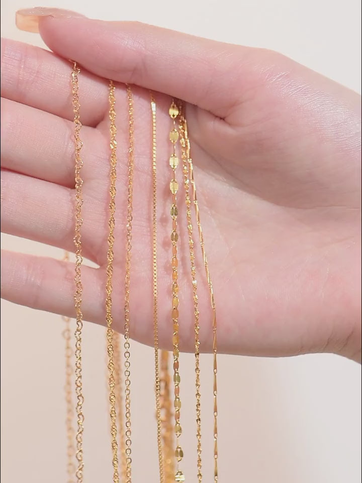 Collana in argento sterling 925 per donne, catena lunga e sottile alla moda, placcata in oro 18k per maglione